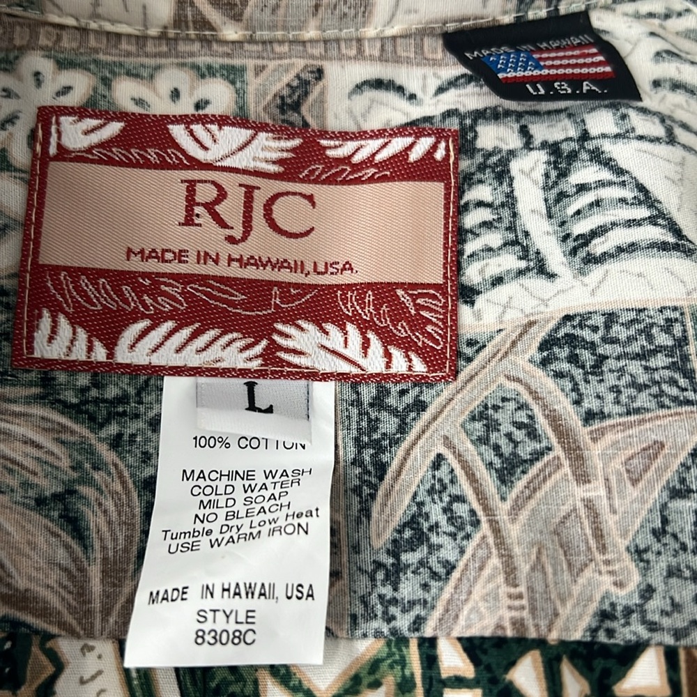 RJC Hawaiian Men's Casual Short Sleeves Button Down All Cotton Shirt Size Large - Picture 4 of 4